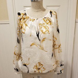 WHBM Gold/Black/White Blouse Size 4